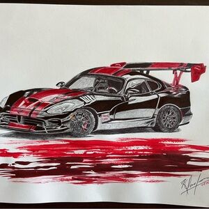 Red and Black Sports Car Dodge 2017